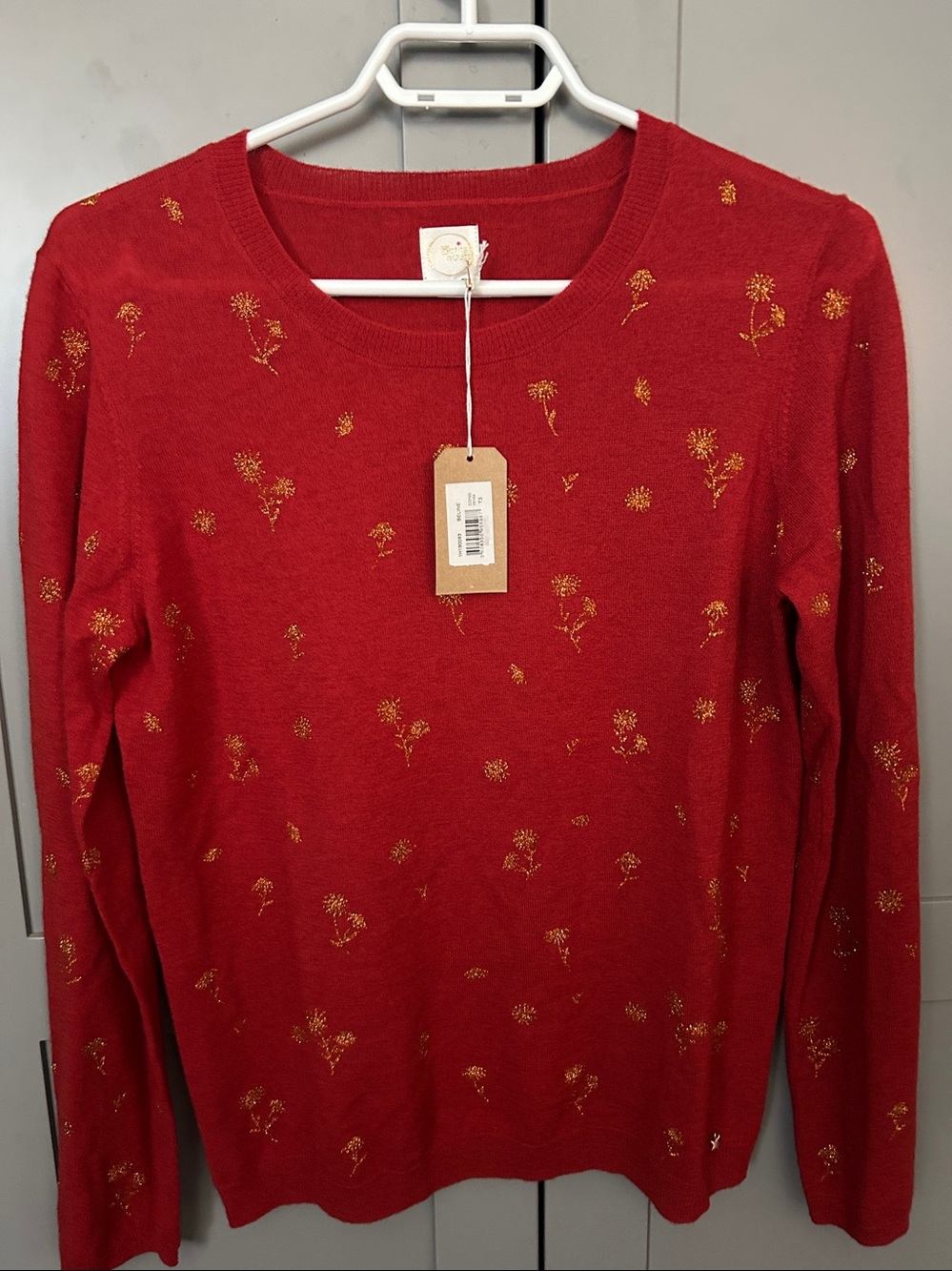 Des Petits Hauts Red/Gold Lurex Sweater-T3 (L) NWT
